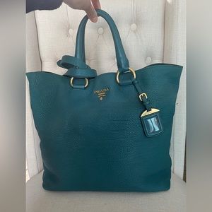 ❌SOLD❌Prada Pebble Calf Leather in Teal Color (2-way Bag)